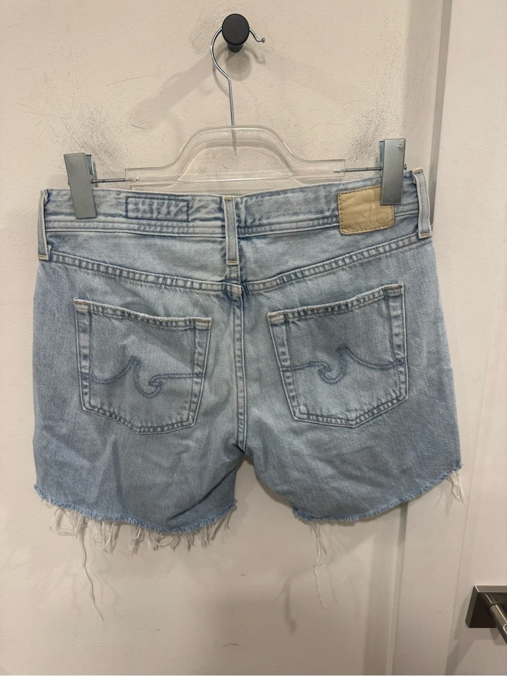 AG Adriano Goldschmied Light Blue Cutoff Denim Shorts